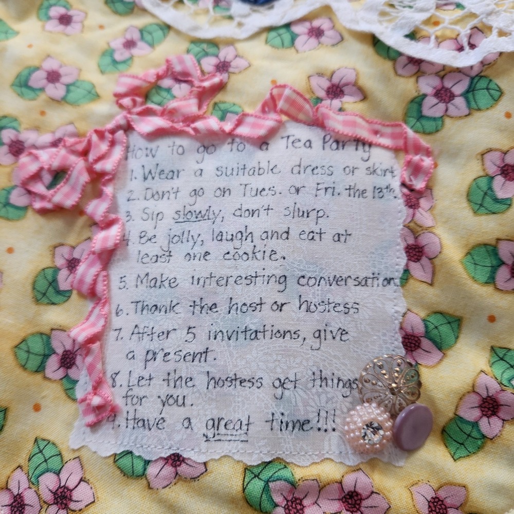 Hand Made Patchwork Granny Tea Party Quilted Vest Embellished Applique Cottage - Picture 13 of 15